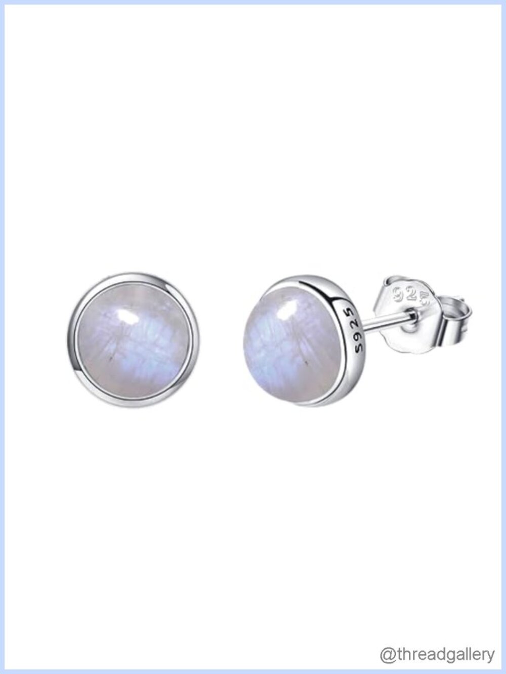 Sterling Silver Moonstone Stud Earrings Hypoallergenic 7mm
